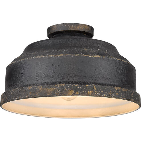 Keating 3 Light 14 inch Antique Black Iron Flush Mount Ceiling Light